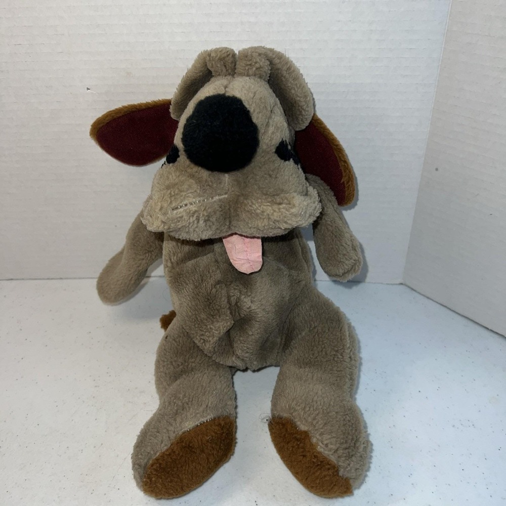 Vintage 1986 Animal Playthings Inc Dog Hand Puppet Plush Tan Brown 13 Inch